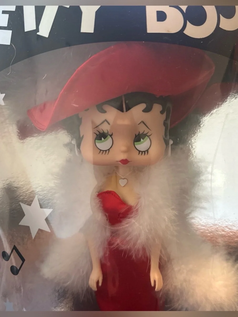 Betty Boop Red Dress Doll with White Feather Boa